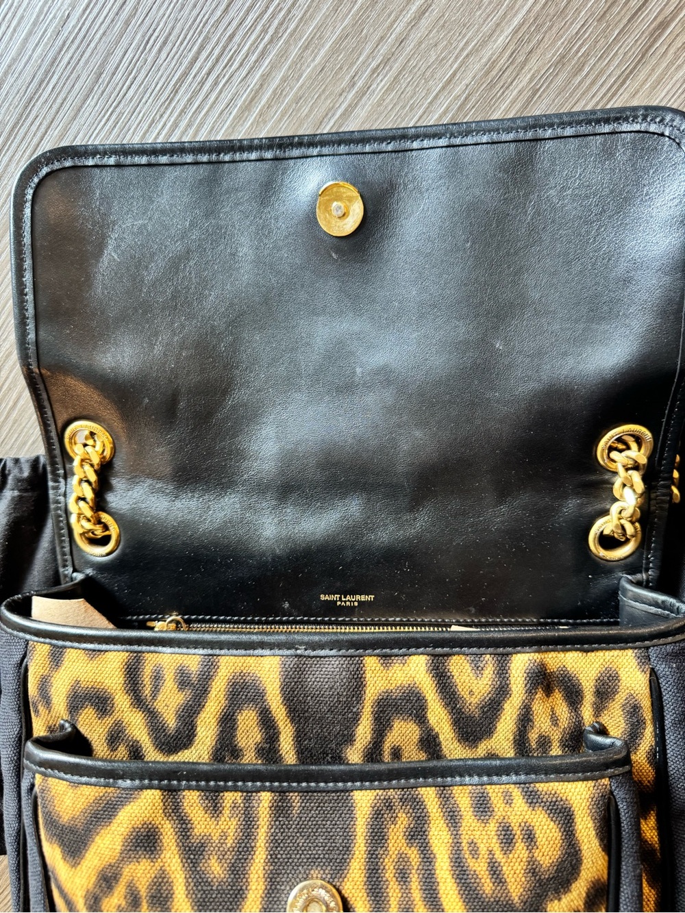 RARE ⨠Saint Laurent YSL Niki Medium Leopard Canvas Shoulder Bag w/ Dust Bag - Picture 5 of 5